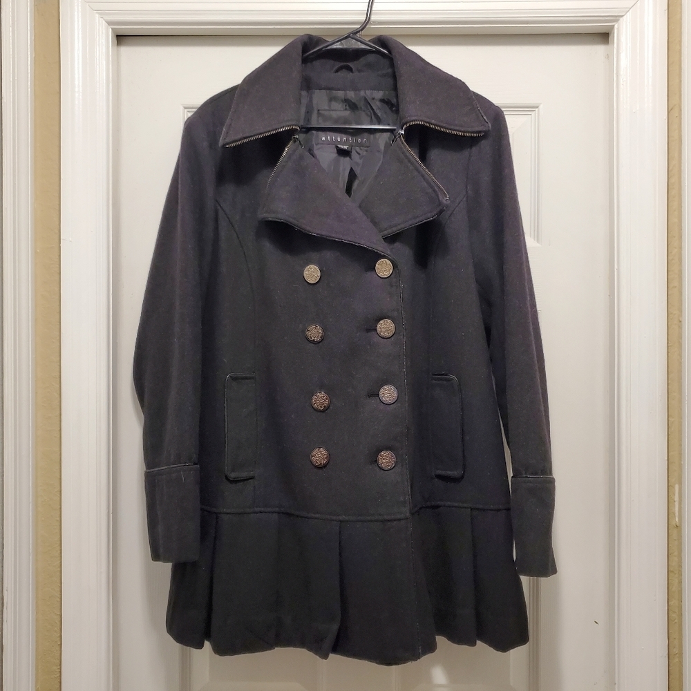 Attention woman's black Wool pea coat sz XL